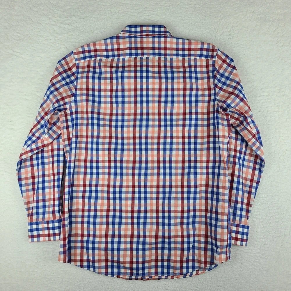 Banana Republic Shirt Mens Large Blue Red Check Non Iron Standard Fit Button‎ Up